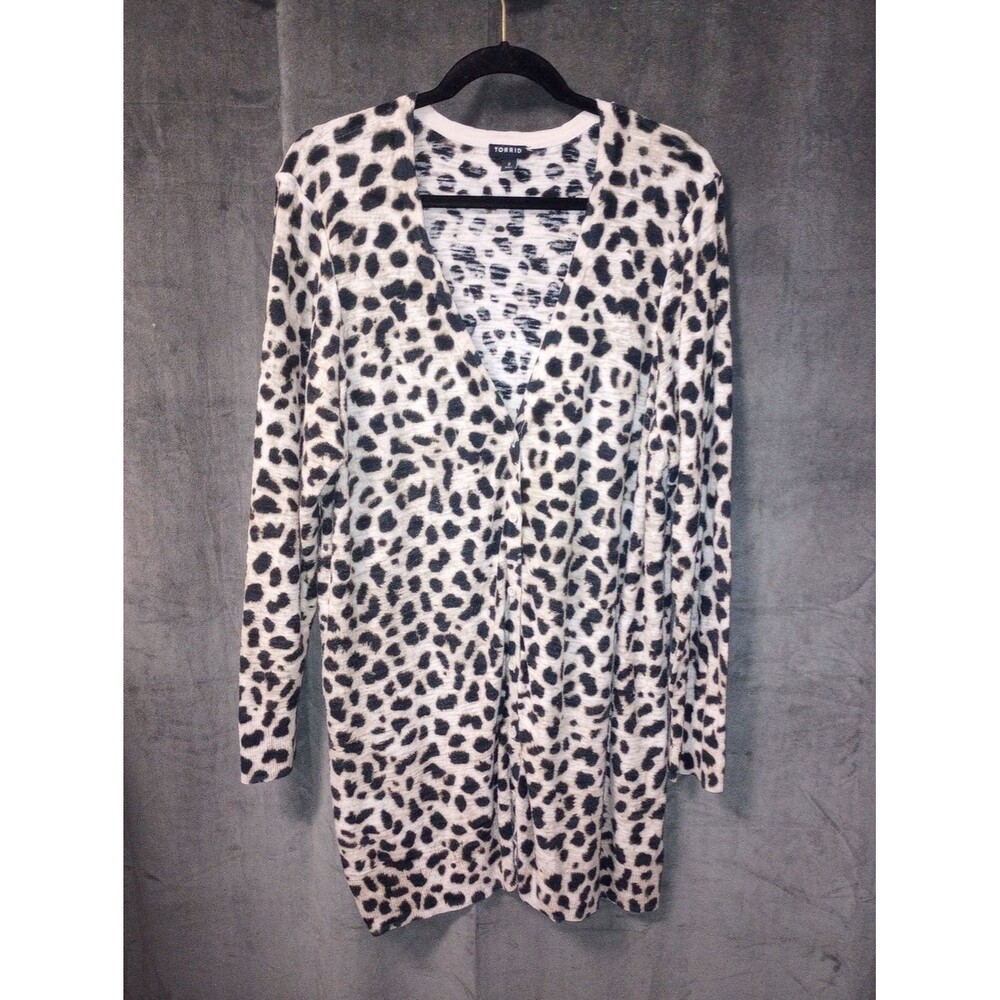 torrid Leopard Print Long Cardigan - Beige & Black Size 3X - Picture 6 of 6